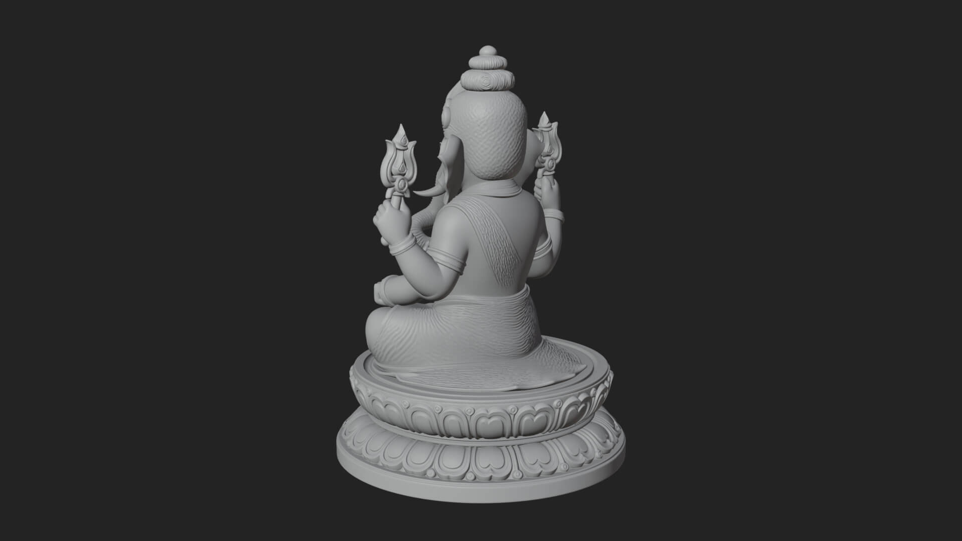 Seated Ganesha on Lotus Statue Design 7 3D Print Model 3D Model