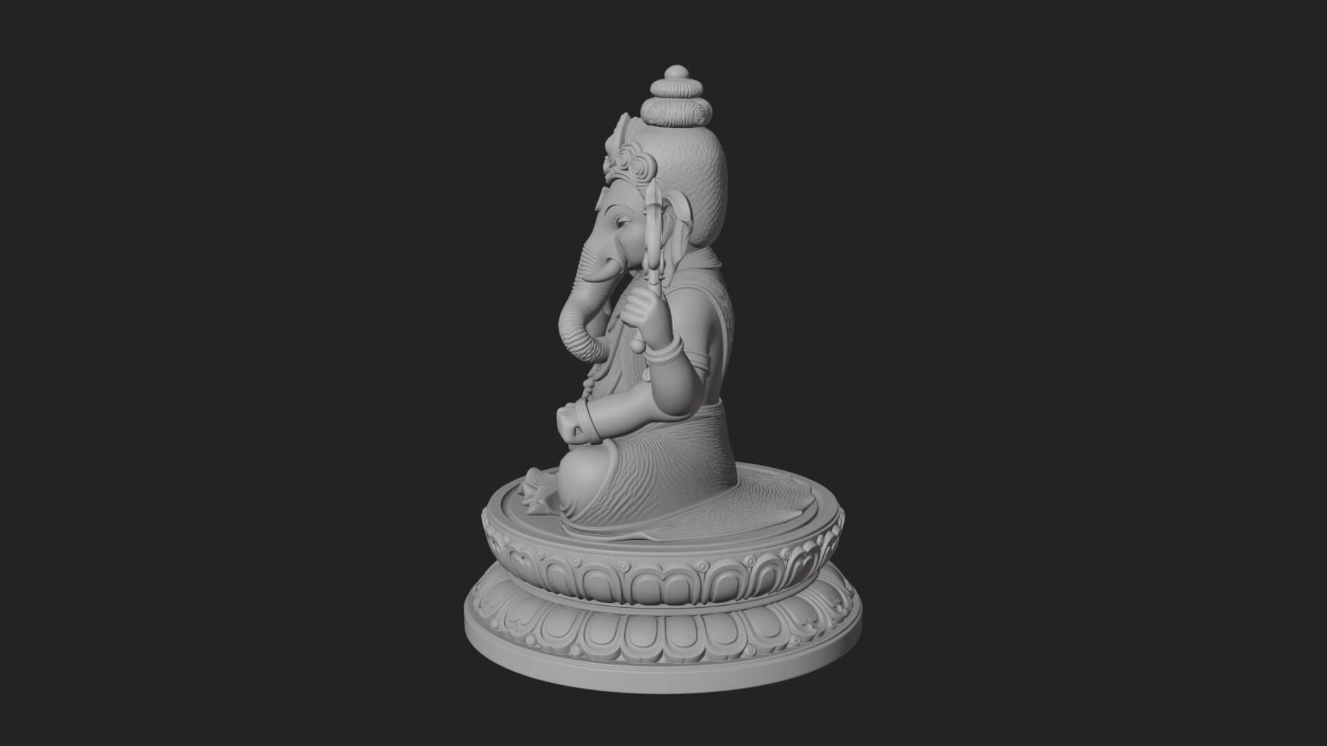 Seated Ganesha on Lotus Statue Design 7 3D Print Model 3D Model