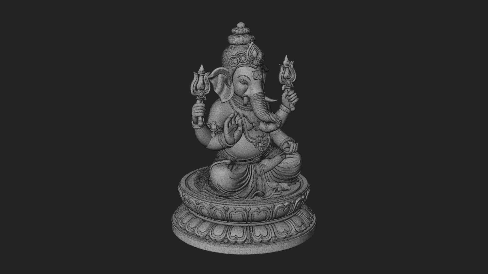 Seated Ganesha on Lotus Statue Design 7 3D Print Model 3D Model