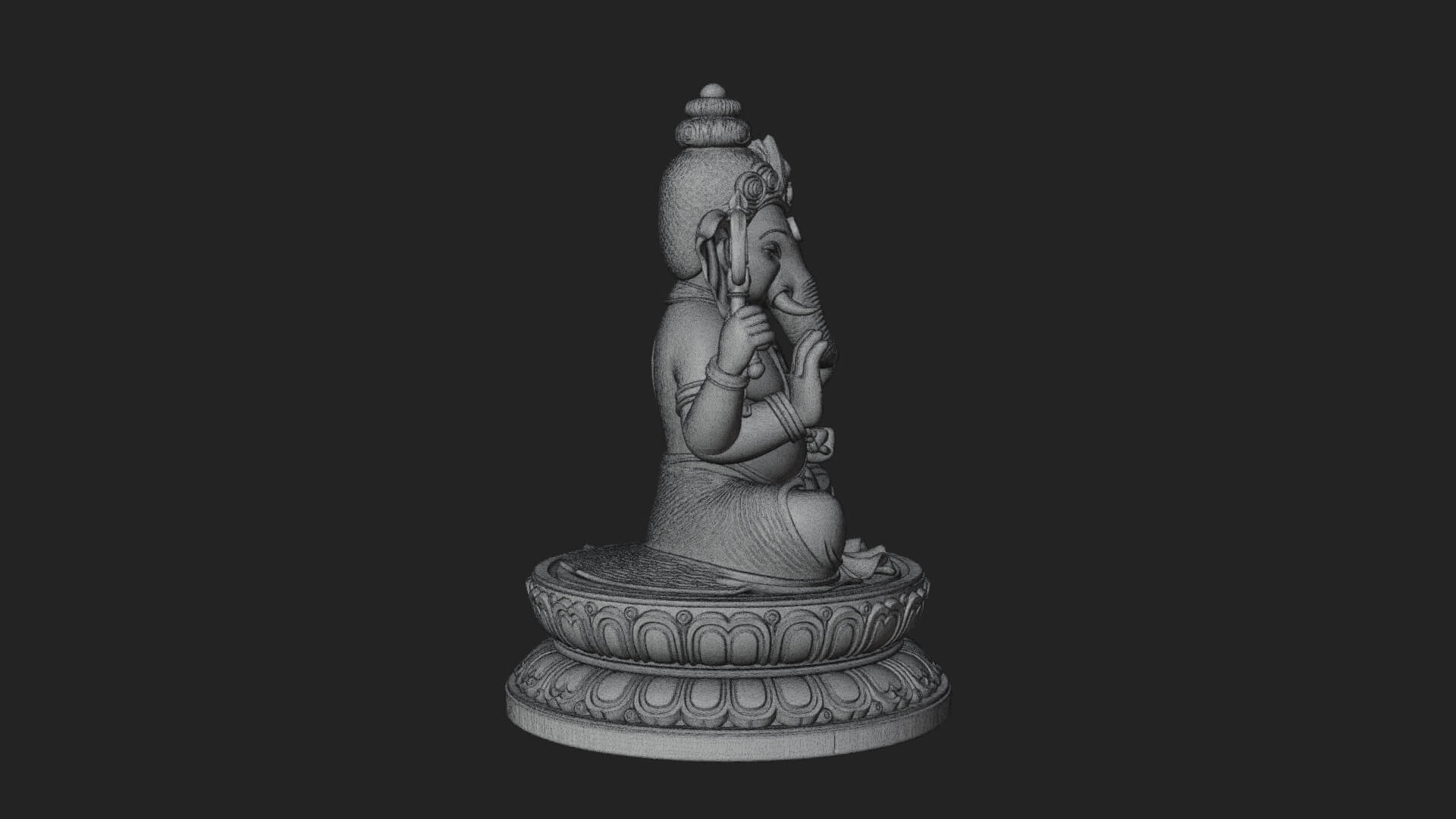 Seated Ganesha on Lotus Statue Design 7 3D Print Model 3D Model