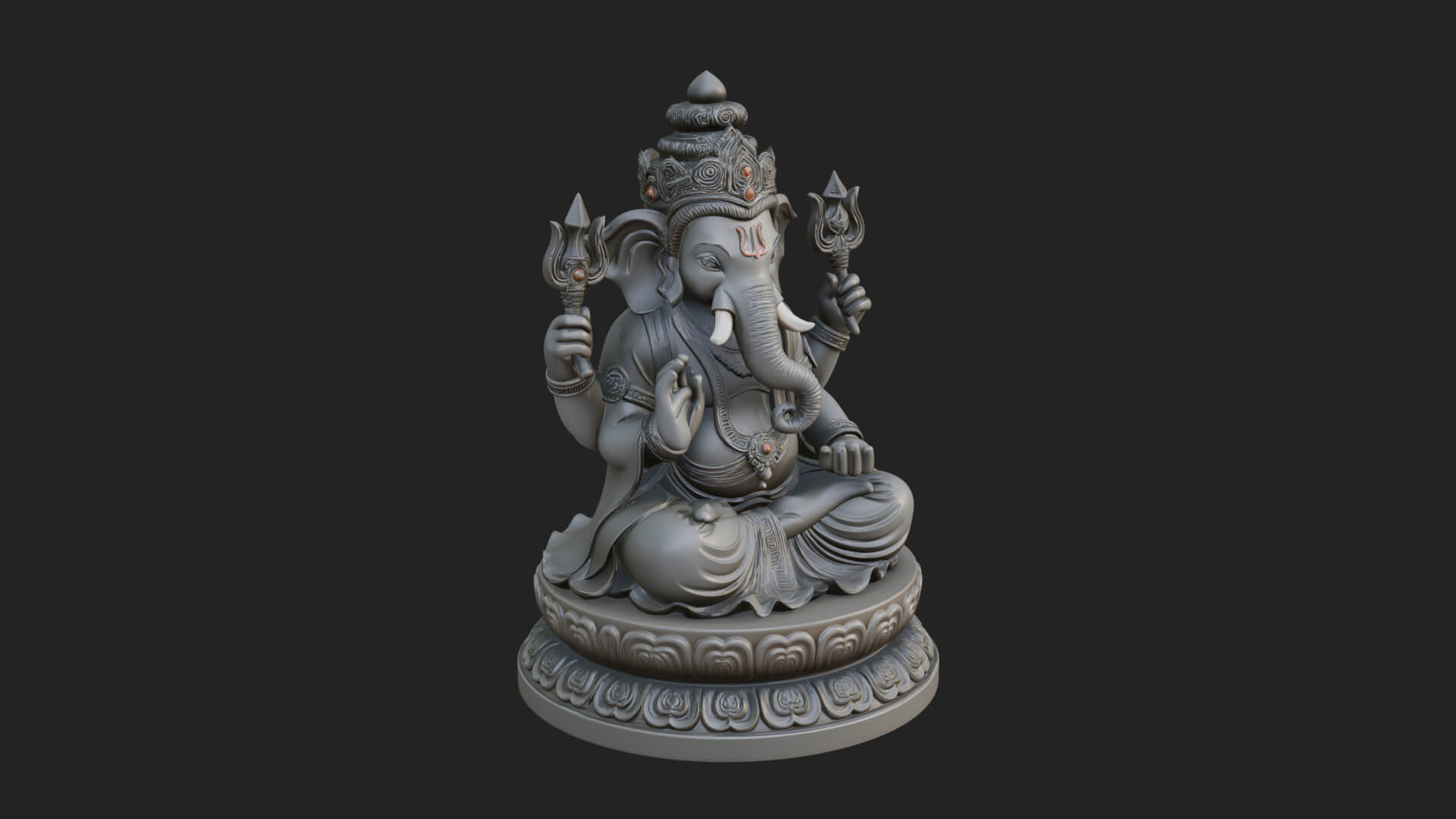 Seated Ganesha on Lotus Statue Design 8 3D Print Model 3D Model