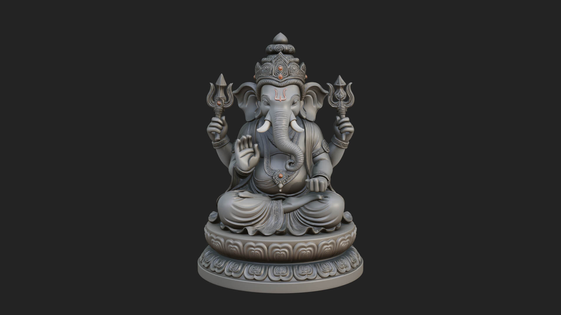 Seated Ganesha on Lotus Statue Design 8 3D Print Model 3D Model