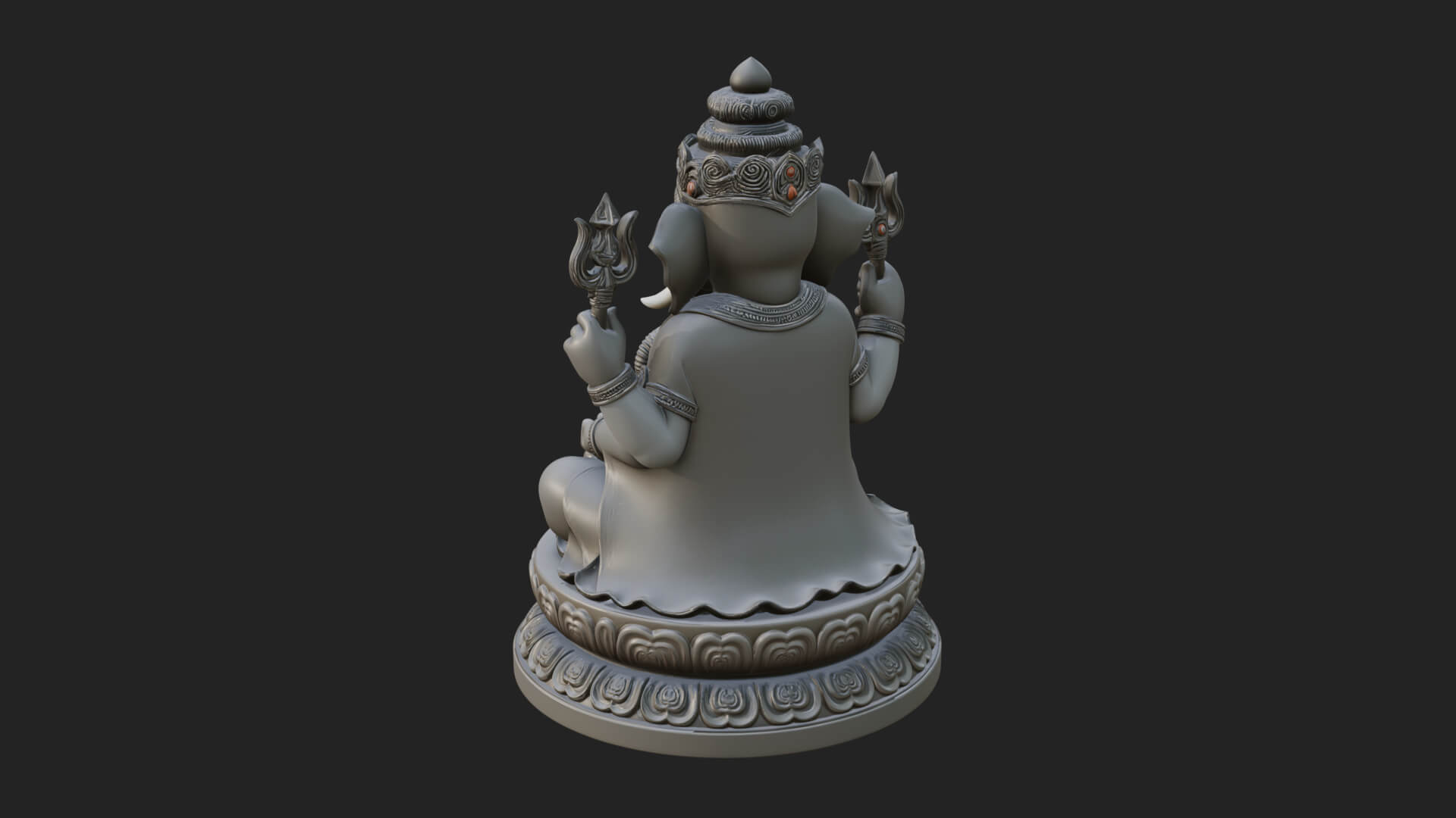 Seated Ganesha on Lotus Statue Design 8 3D Print Model 3D Model