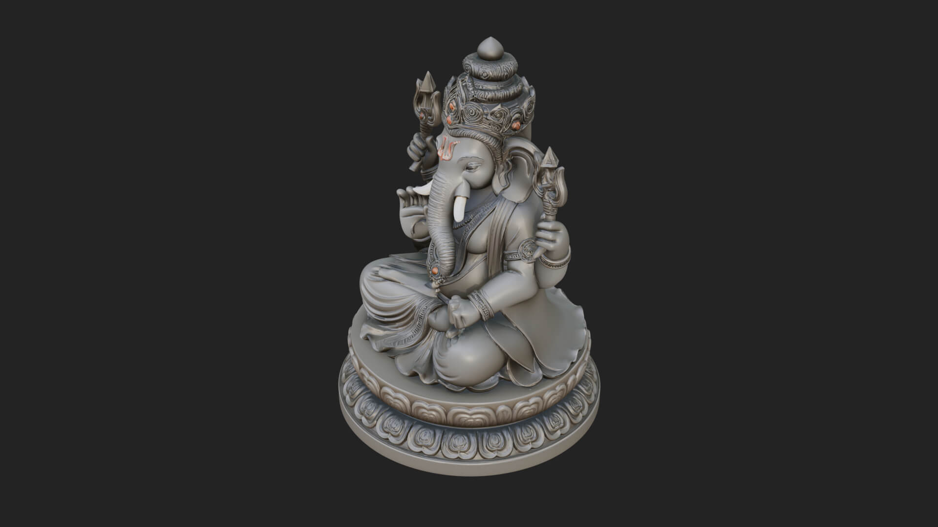 Seated Ganesha on Lotus Statue Design 8 3D Print Model 3D Model