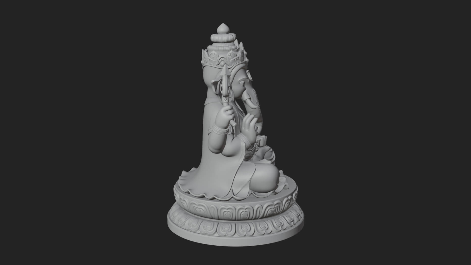 Seated Ganesha on Lotus Statue Design 8 3D Print Model 3D Model