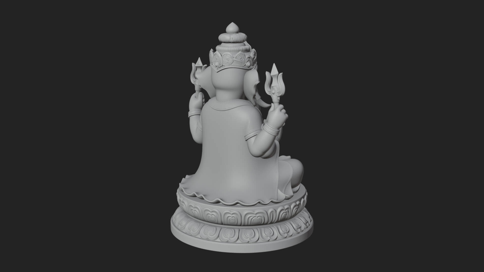 Seated Ganesha on Lotus Statue Design 8 3D Print Model 3D Model