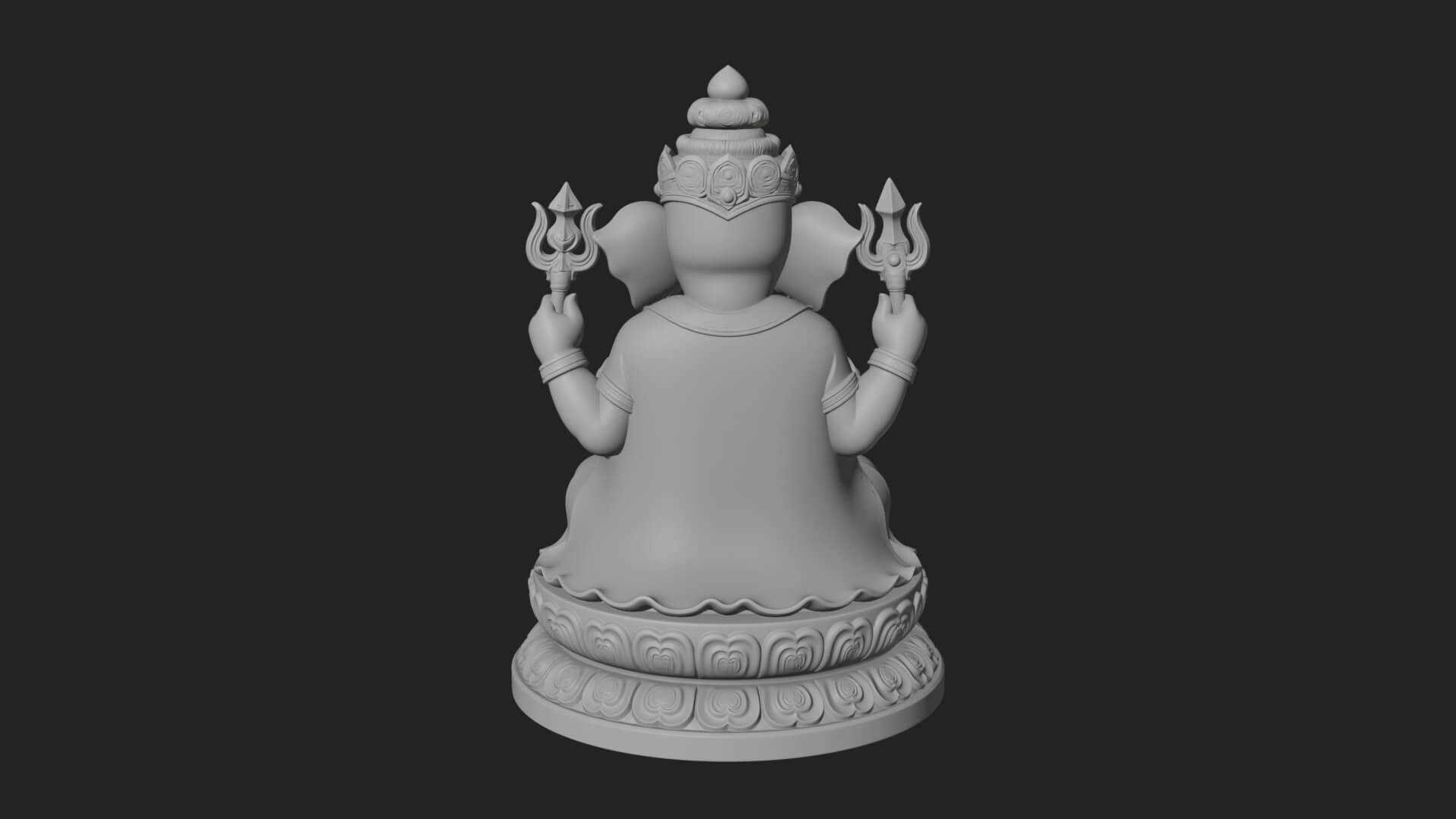 Seated Ganesha on Lotus Statue Design 8 3D Print Model 3D Model