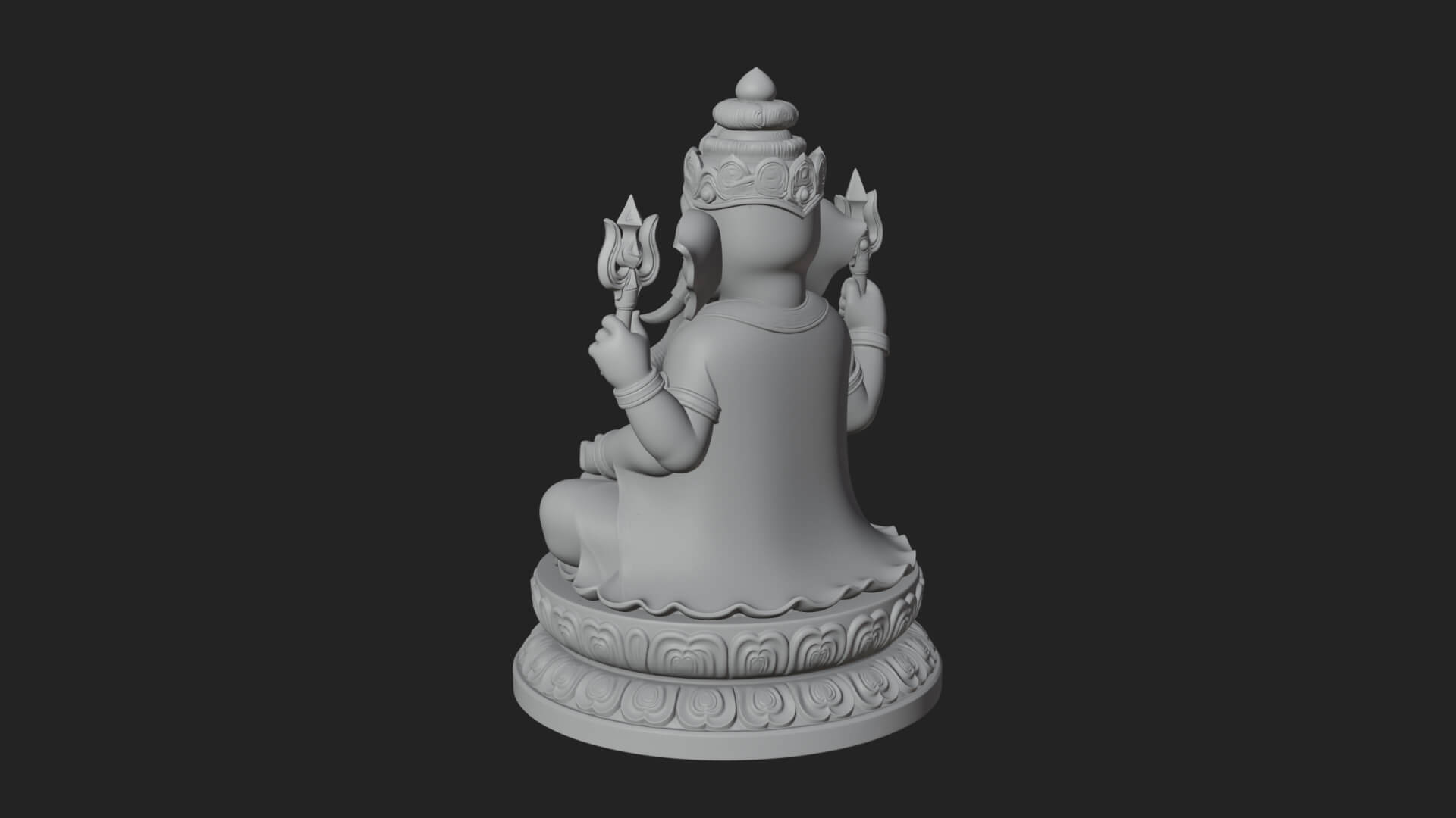 Seated Ganesha on Lotus Statue Design 8 3D Print Model 3D Model