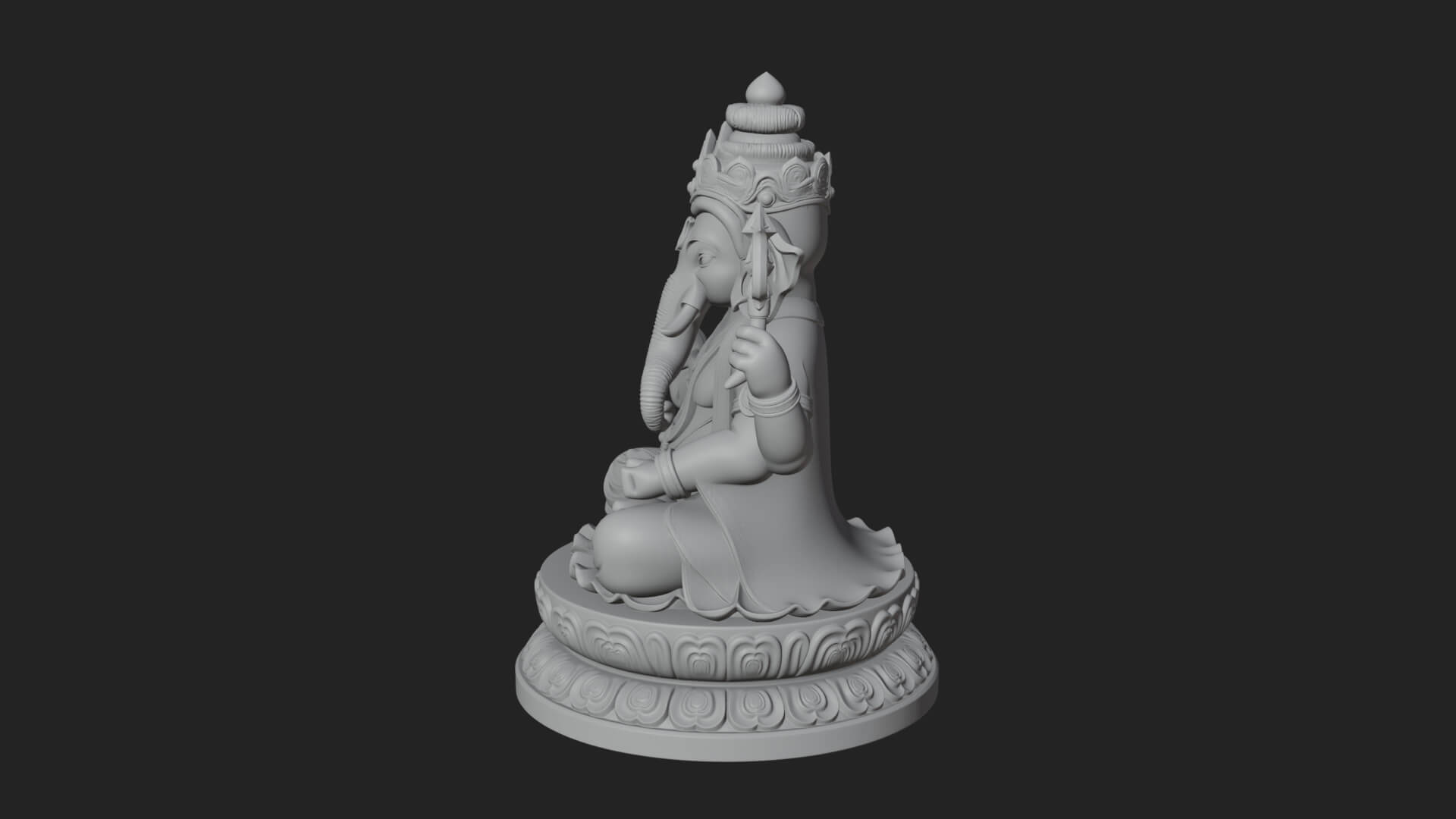 Seated Ganesha on Lotus Statue Design 8 3D Print Model 3D Model
