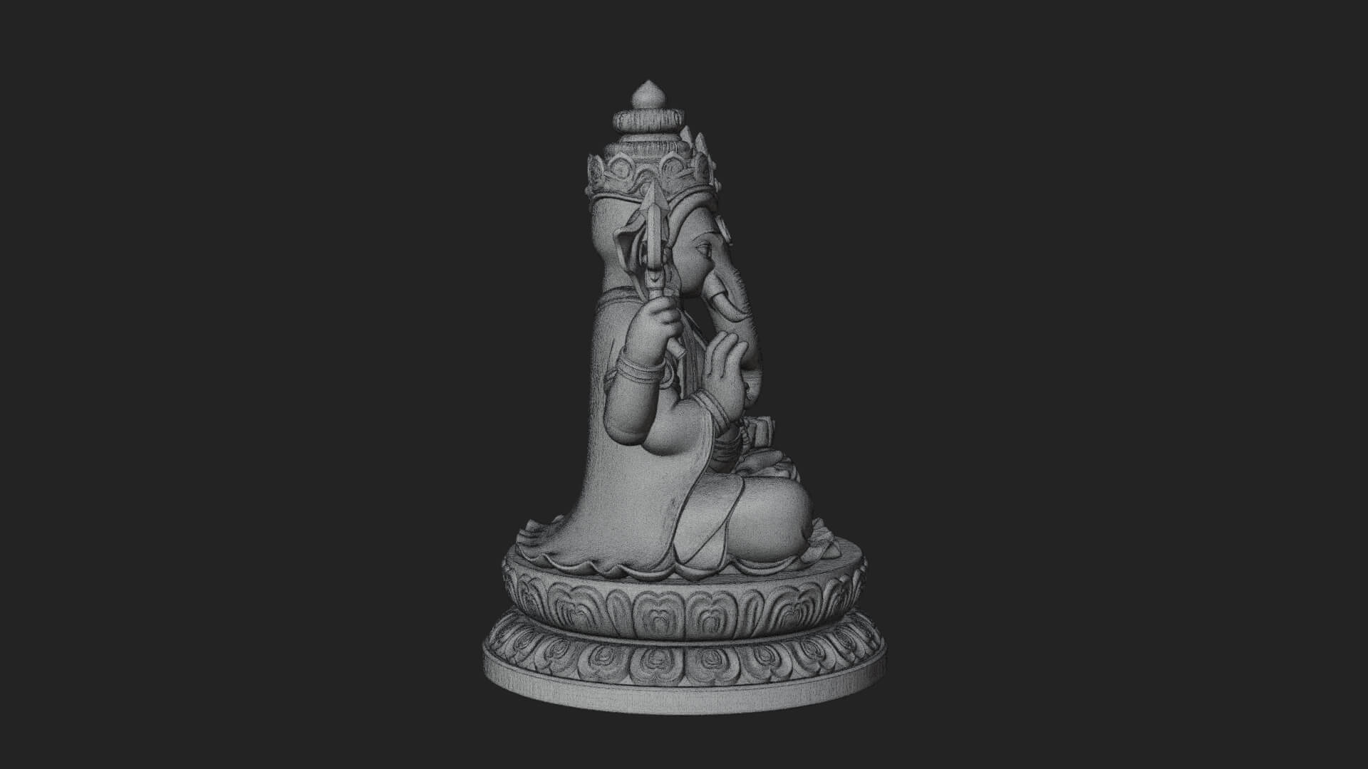 Seated Ganesha on Lotus Statue Design 8 3D Print Model 3D Model