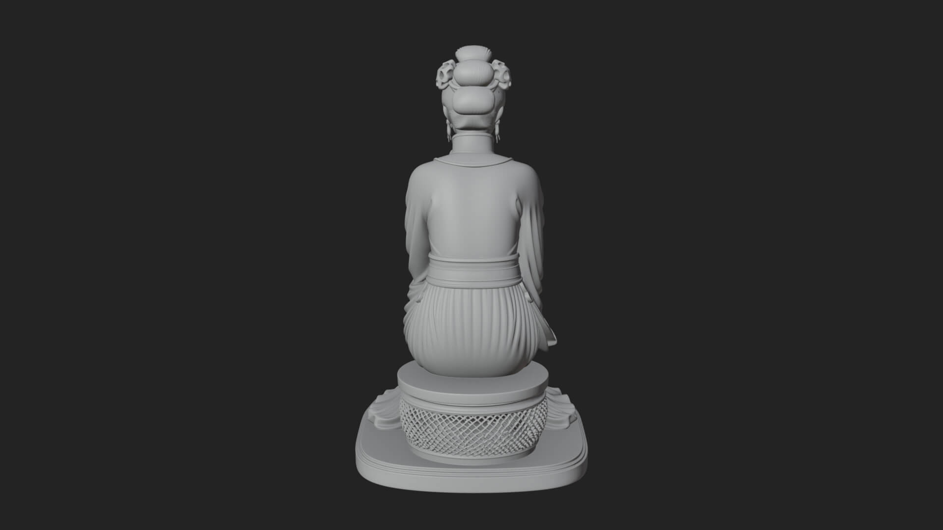 Seated Hanfu Lady Statue Design 3 3D Print Model 3D Model