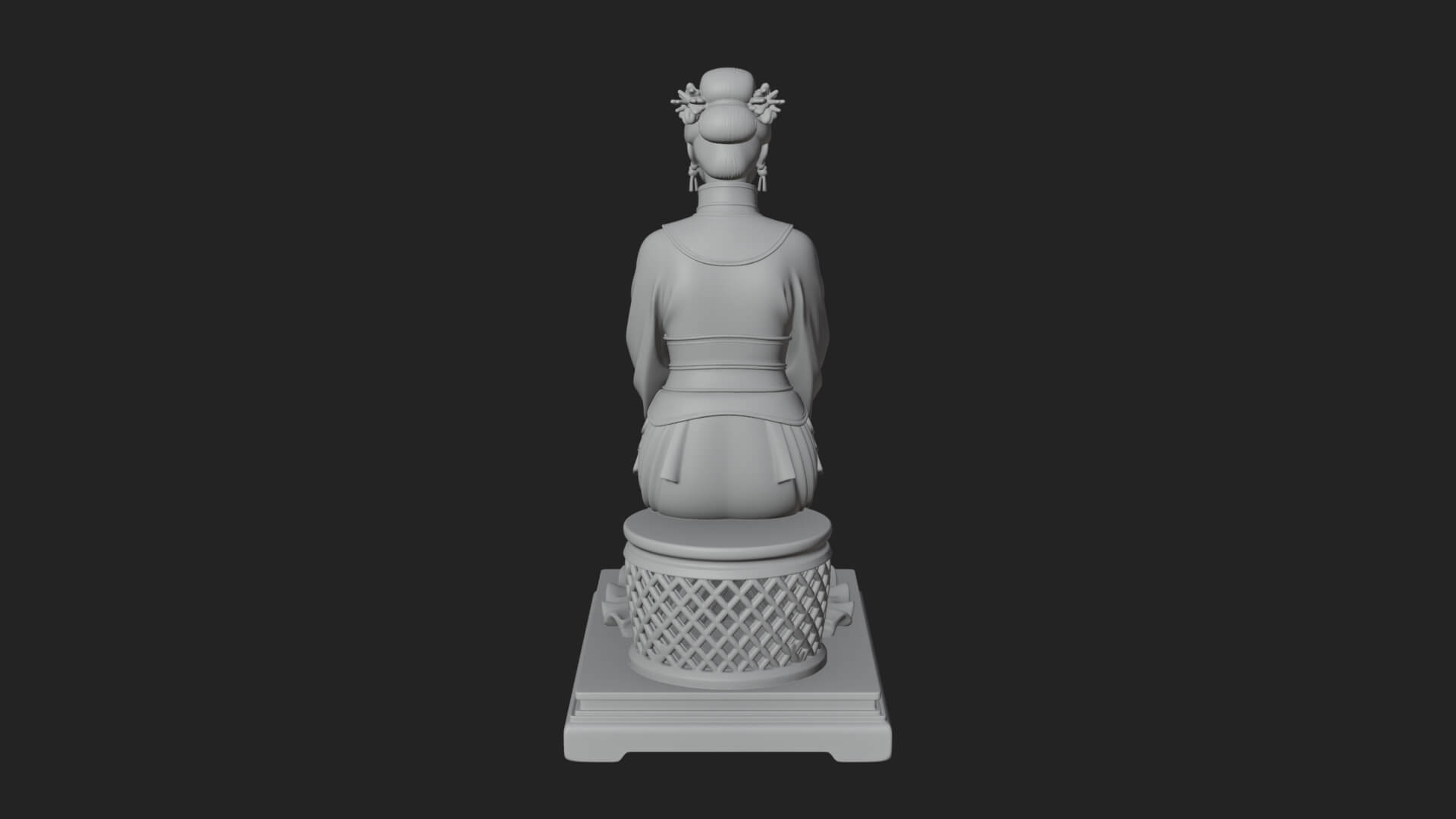 Seated Hanfu Lady Statue Design 4 3D Print Model 3D Model