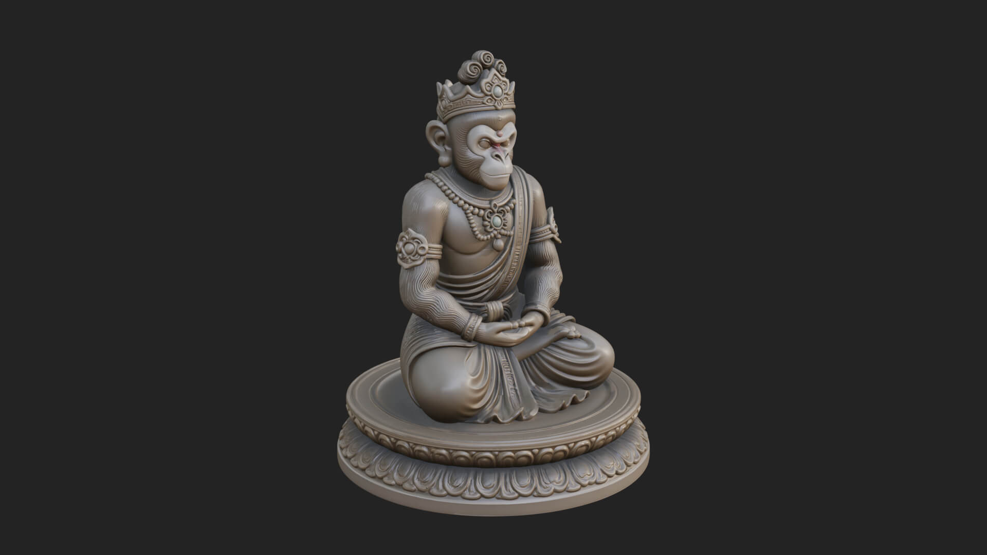 Seated Monkey King Statue Design 1 3D Print Model 3D Model