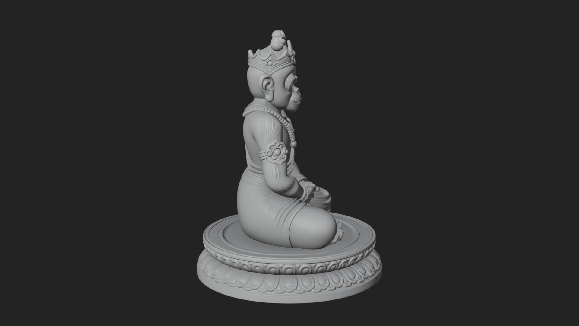 Seated Monkey King Statue Design 1 3D Print Model 3D Model