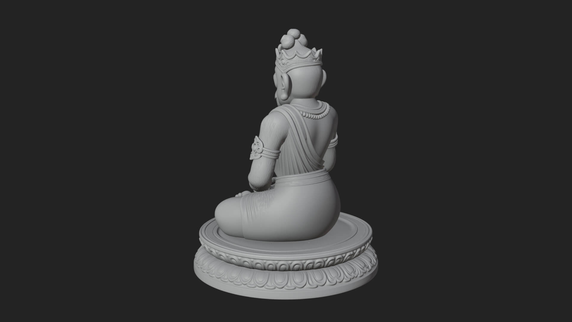Seated Monkey King Statue Design 1 3D Print Model 3D Model