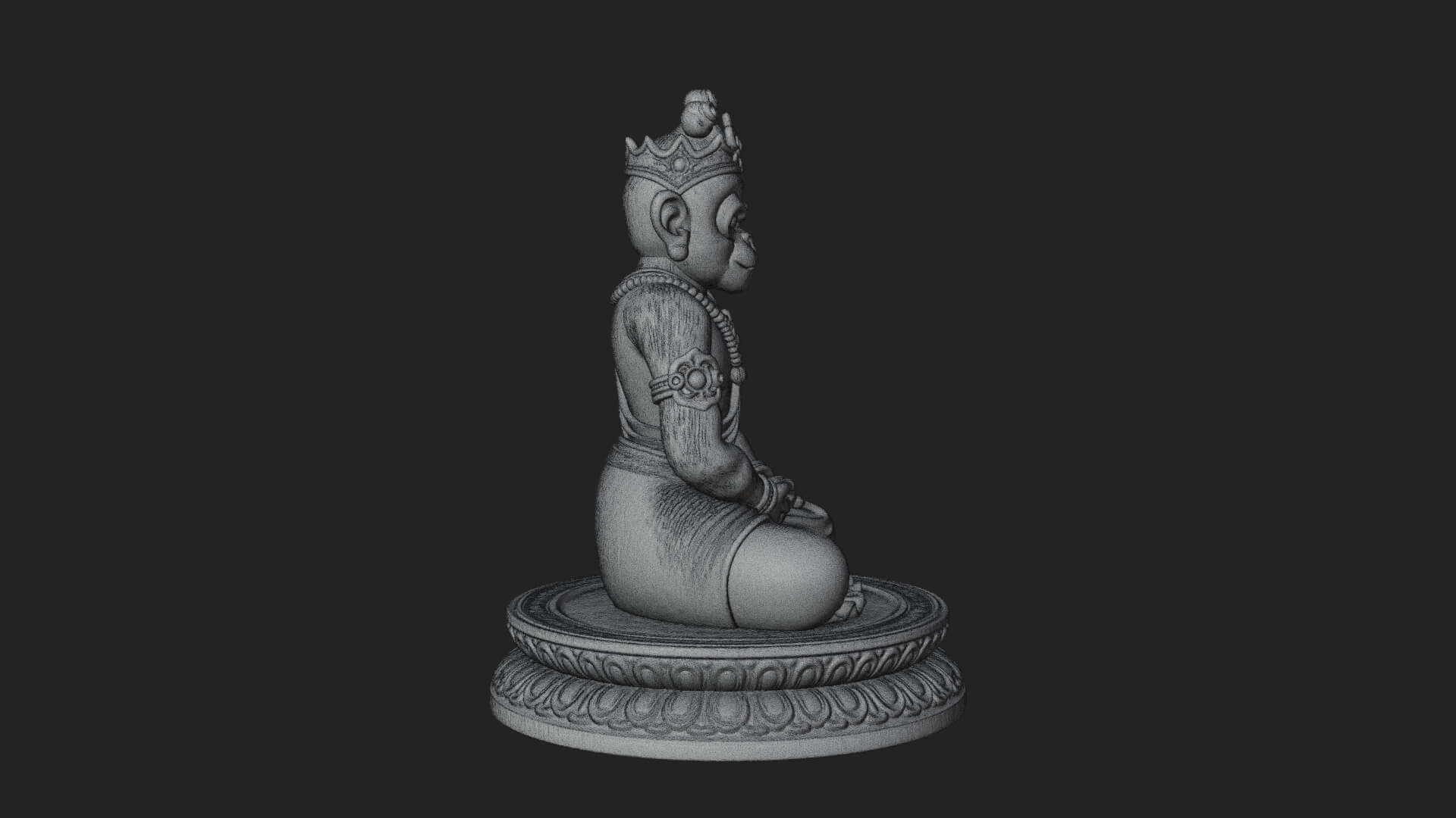 Seated Monkey King Statue Design 1 3D Print Model 3D Model