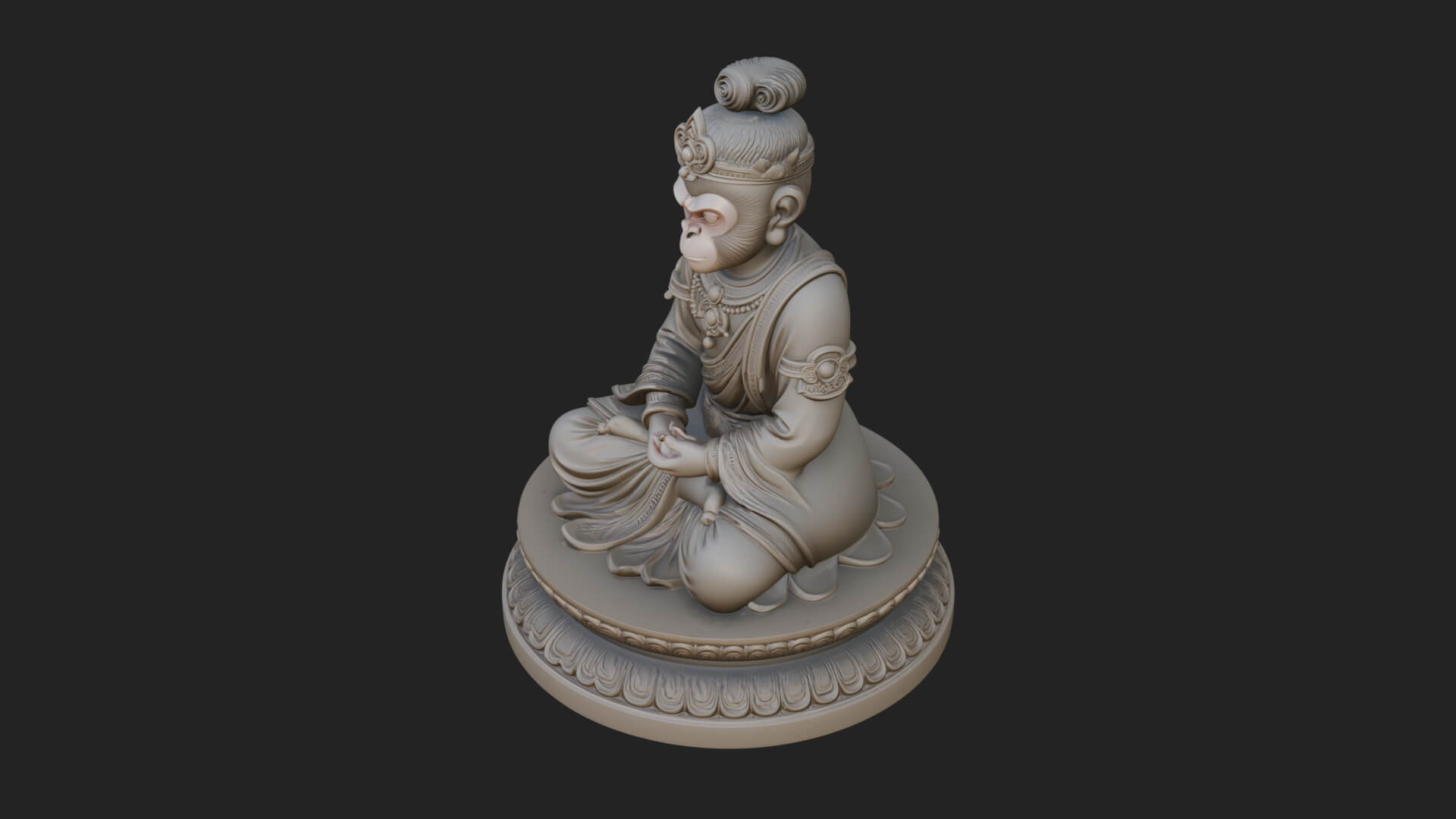Seated Monkey King Statue Design 2 3D Print Model 3D Model