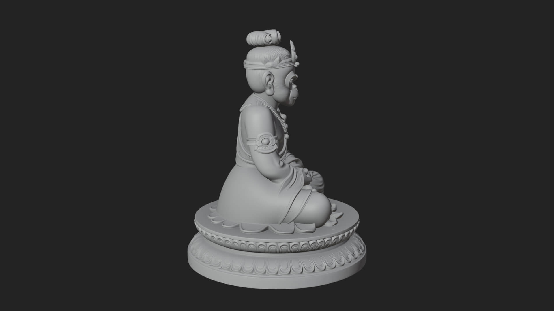 Seated Monkey King Statue Design 2 3D Print Model 3D Model
