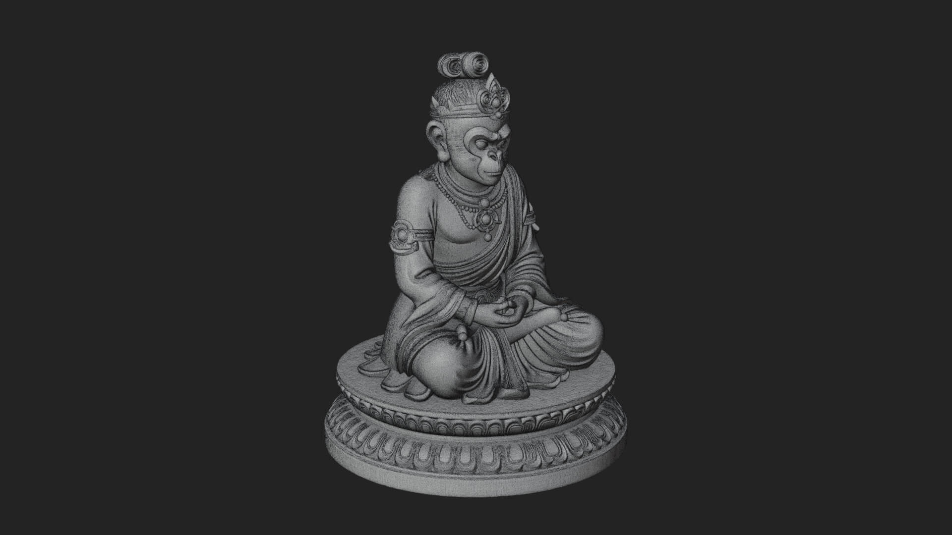 Seated Monkey King Statue Design 2 3D Print Model 3D Model