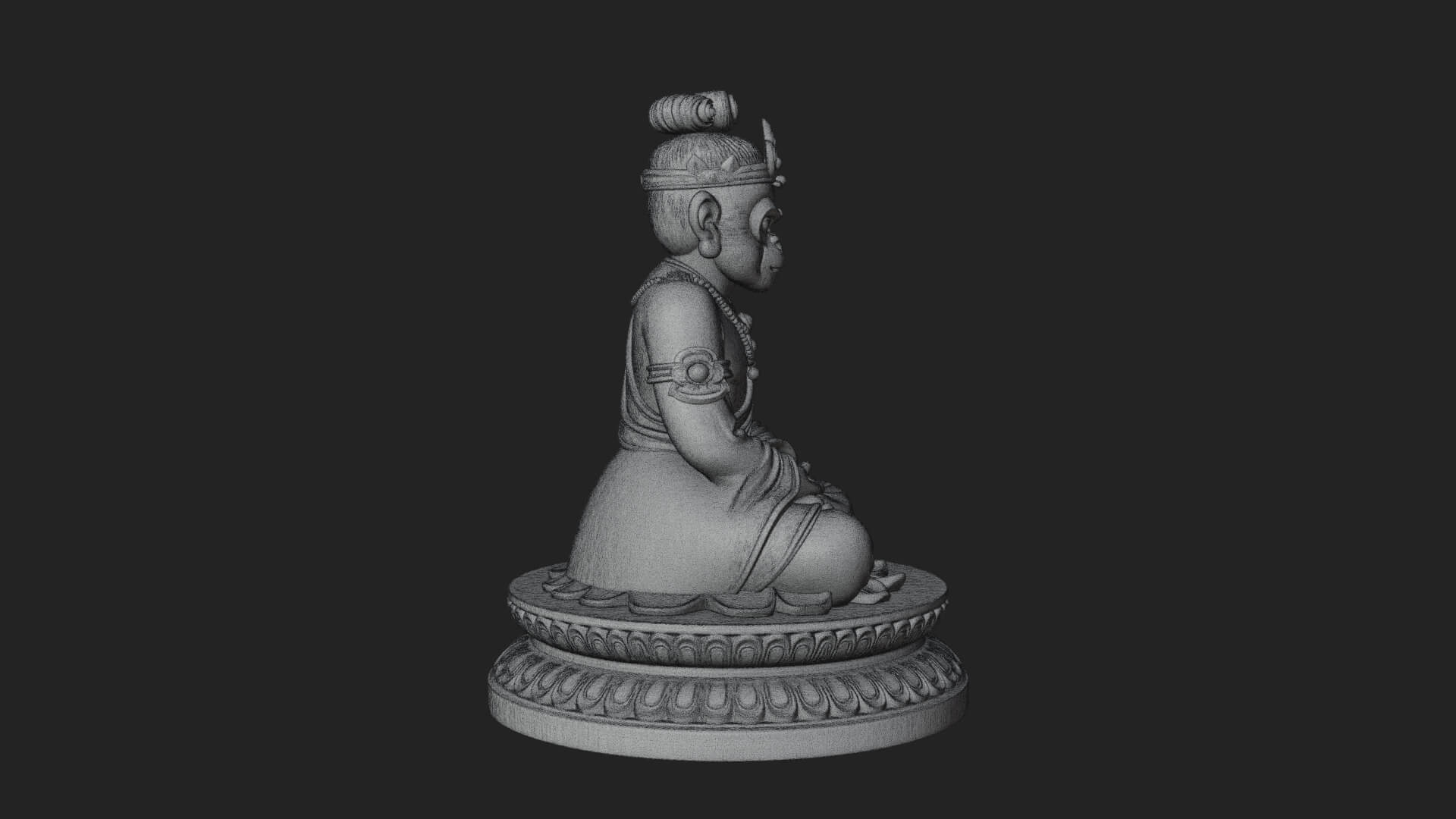 Seated Monkey King Statue Design 2 3D Print Model 3D Model