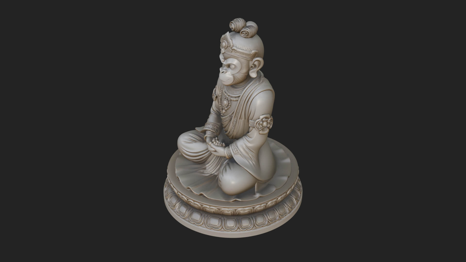 Seated Monkey King Statue Design 4 3D Print Model 3D Model