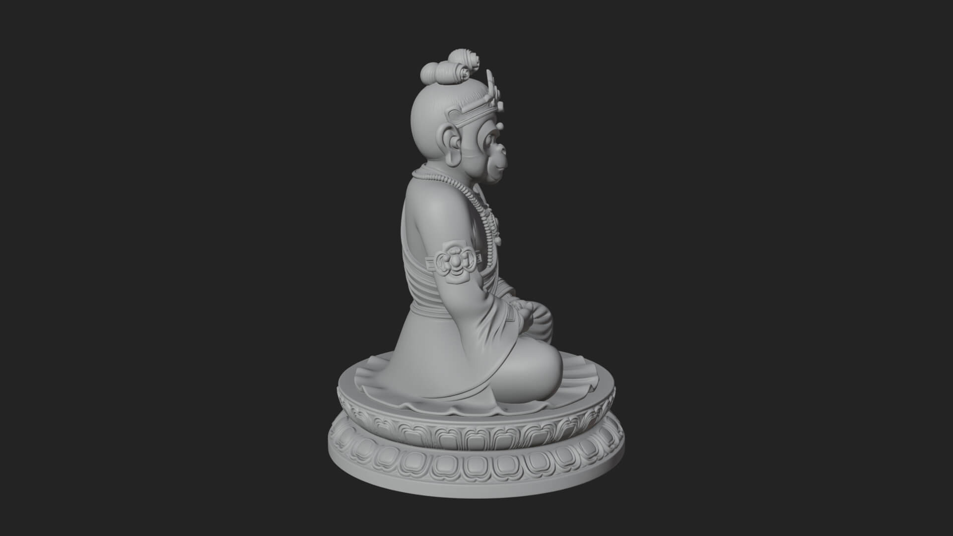Seated Monkey King Statue Design 4 3D Print Model 3D Model