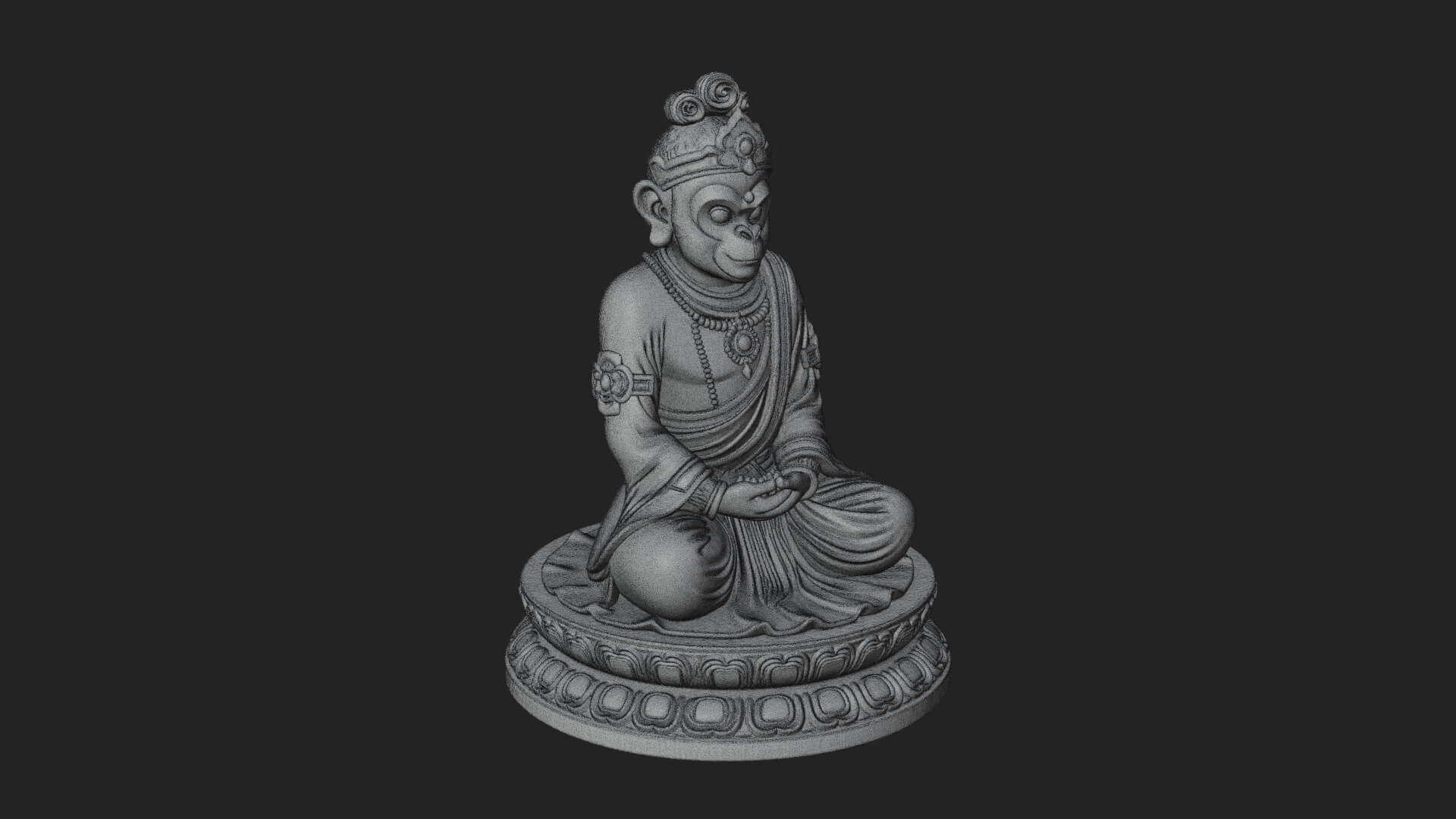 Seated Monkey King Statue Design 4 3D Print Model 3D Model