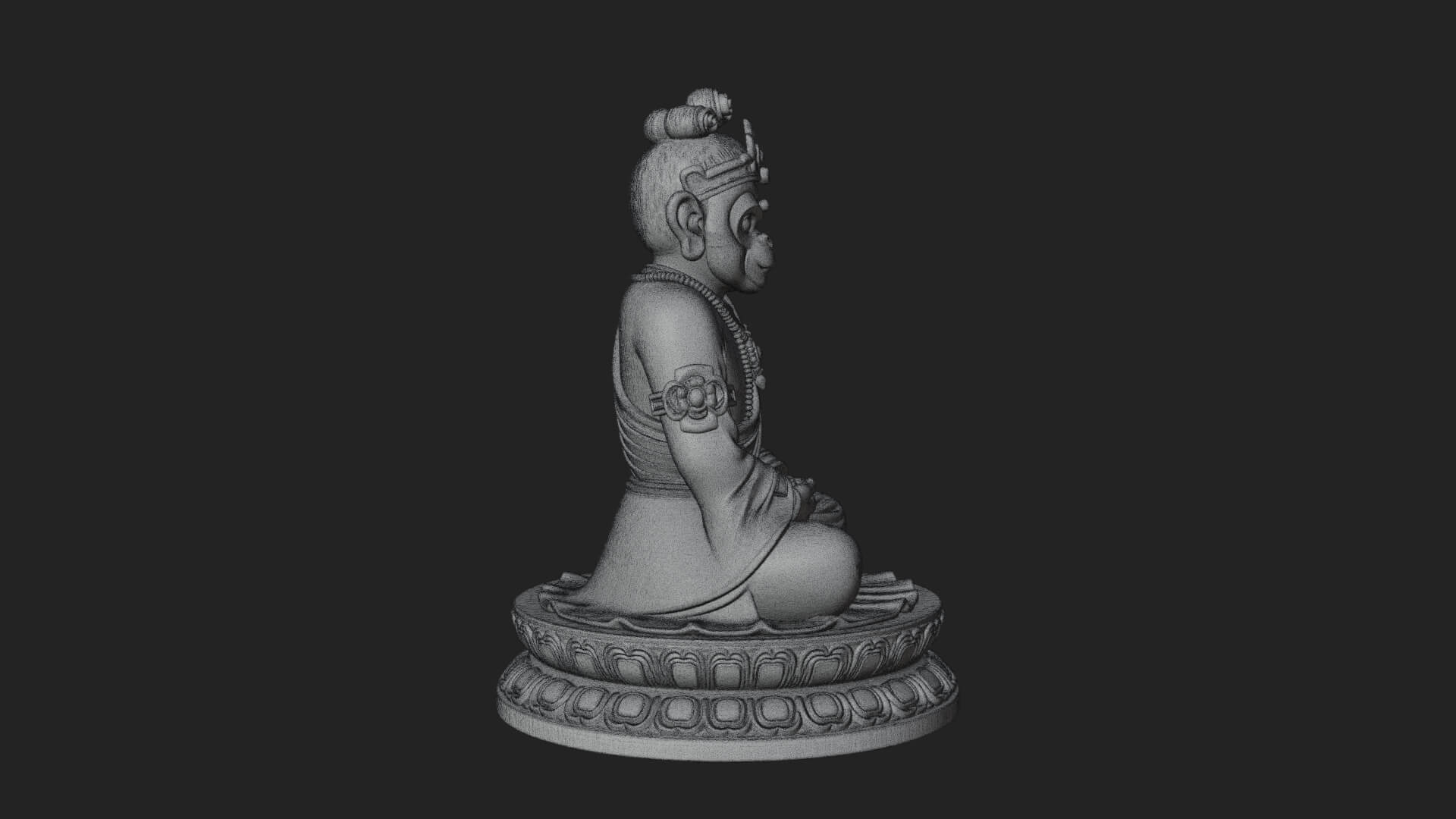 Seated Monkey King Statue Design 4 3D Print Model 3D Model