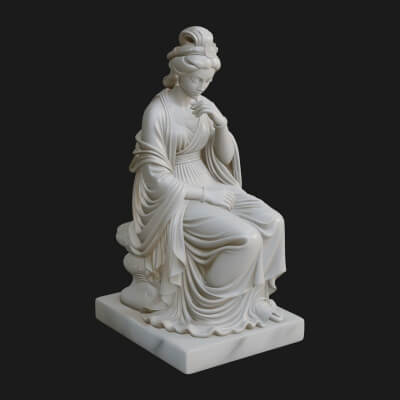 Seated Robed Guanyin Statue Design 1 3D Print Model