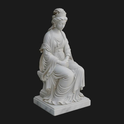 Seated Robed Guanyin Statue Design 3 3D Print Model