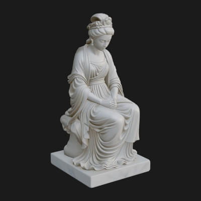 Seated Robed Guanyin Statue Design 4 3D Print Model