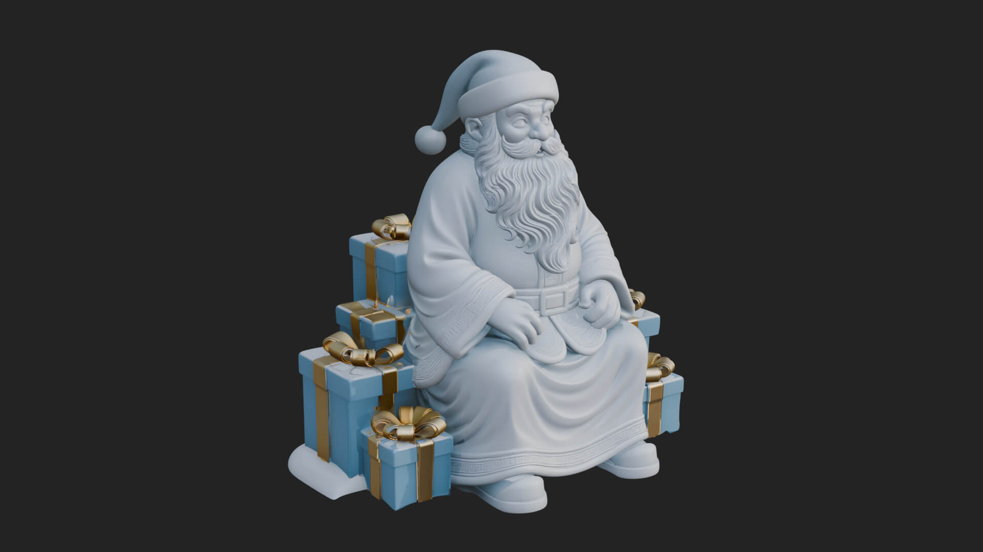 Seated Santa with Gifts Statue Design 1 3D Print Model 3D Model