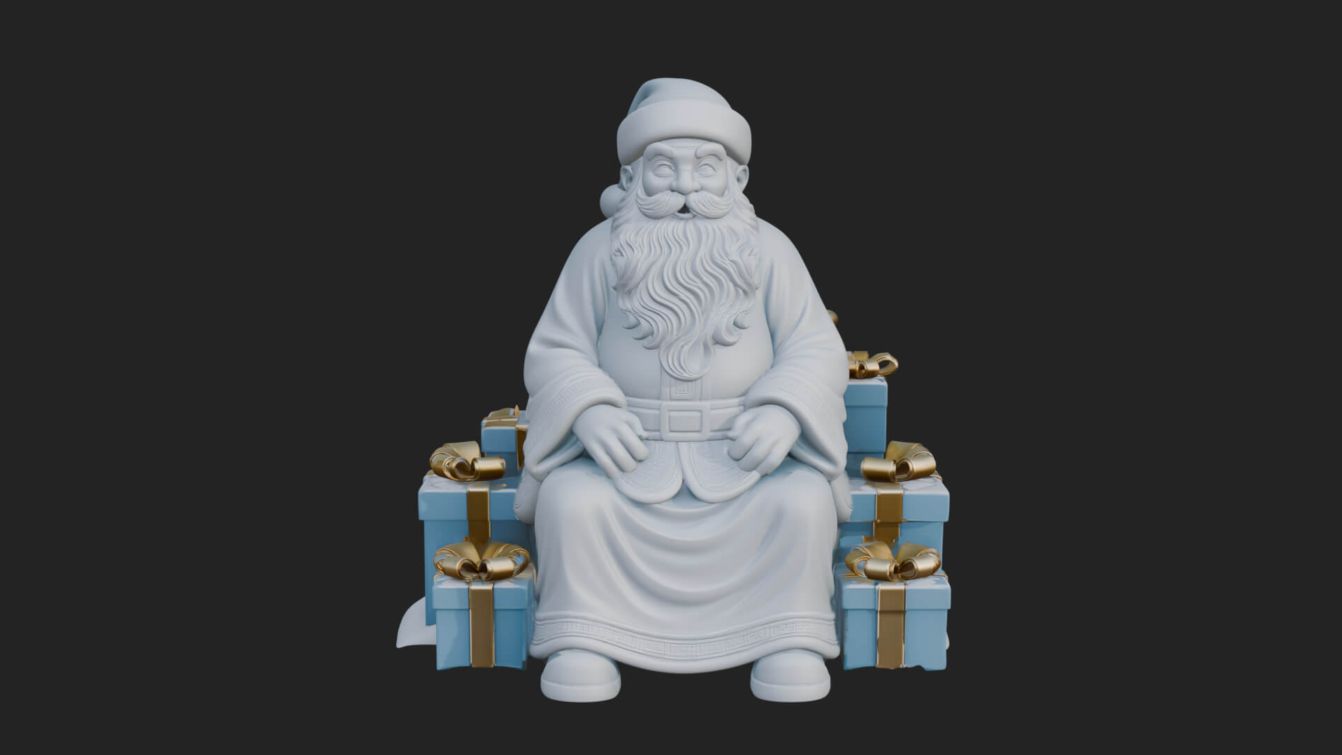 Seated Santa with Gifts Statue Design 1 3D Print Model 3D Model