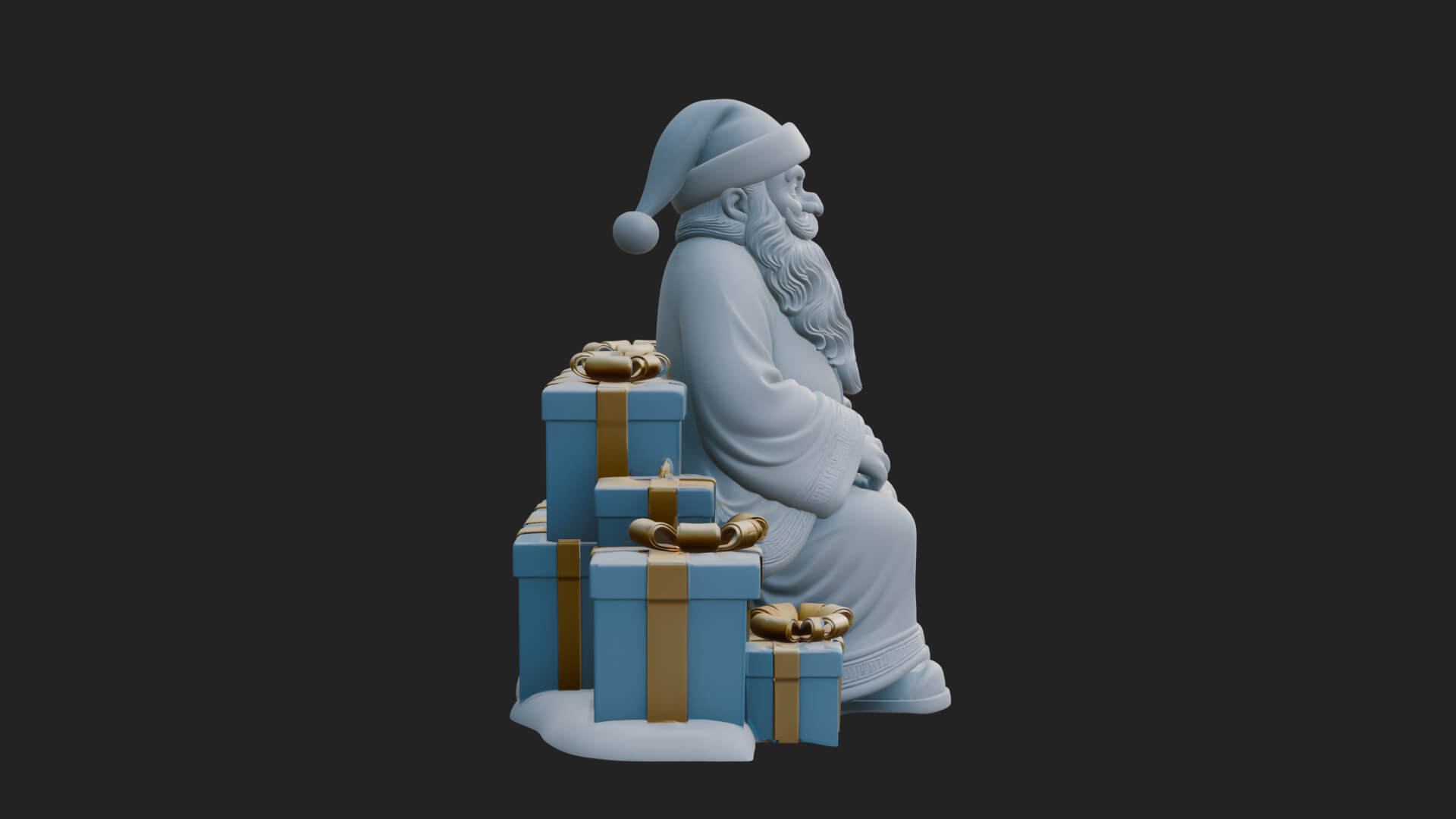 Seated Santa with Gifts Statue Design 1 3D Print Model 3D Model