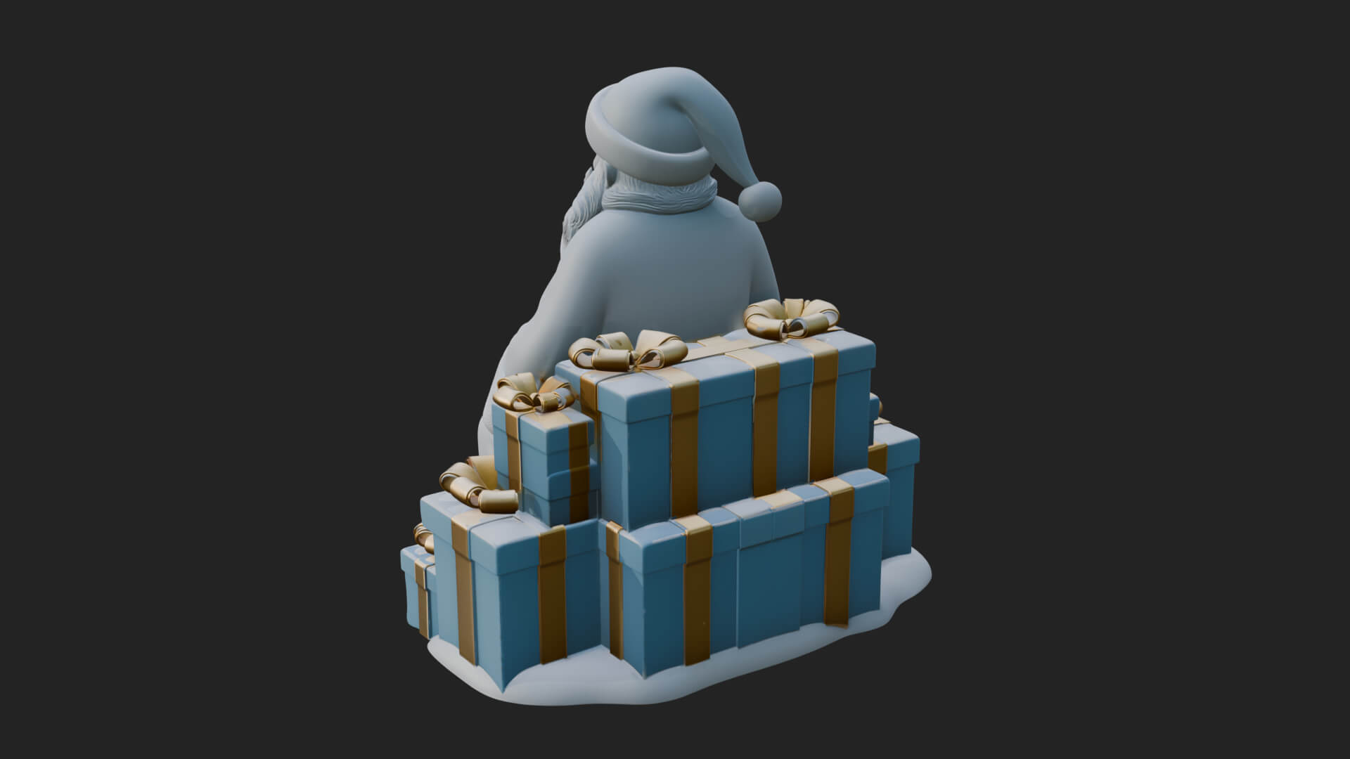 Seated Santa with Gifts Statue Design 1 3D Print Model 3D Model