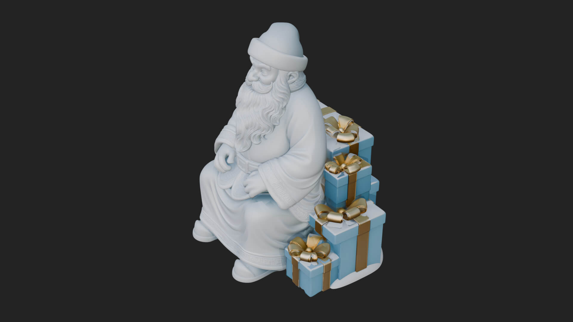 Seated Santa with Gifts Statue Design 1 3D Print Model 3D Model