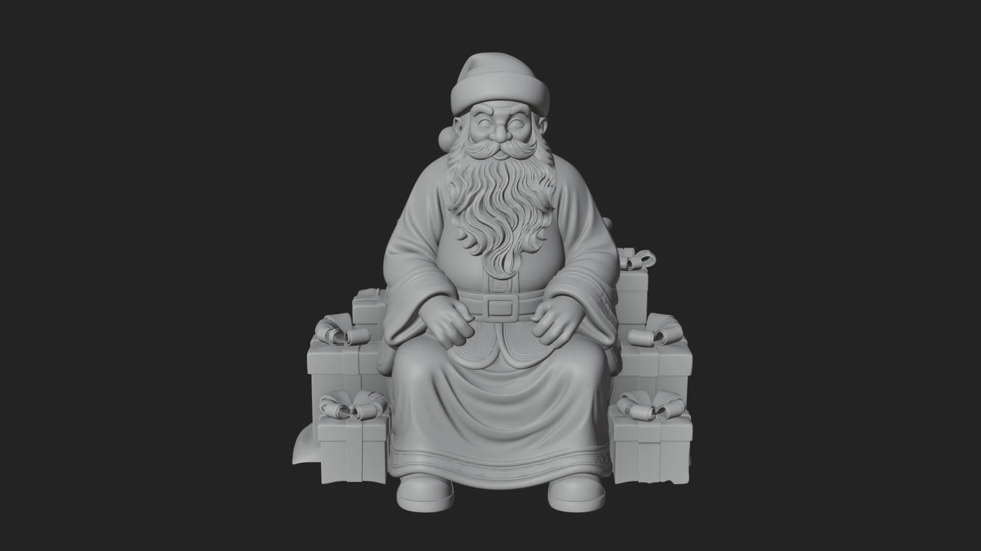Seated Santa with Gifts Statue Design 1 3D Print Model 3D Model