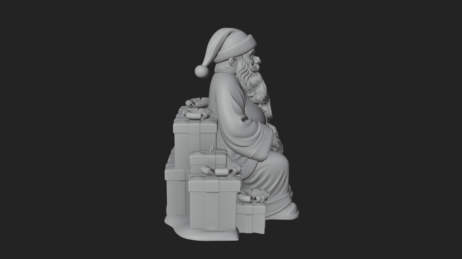 Seated Santa with Gifts Statue Design 1 3D Print Model 3D Model