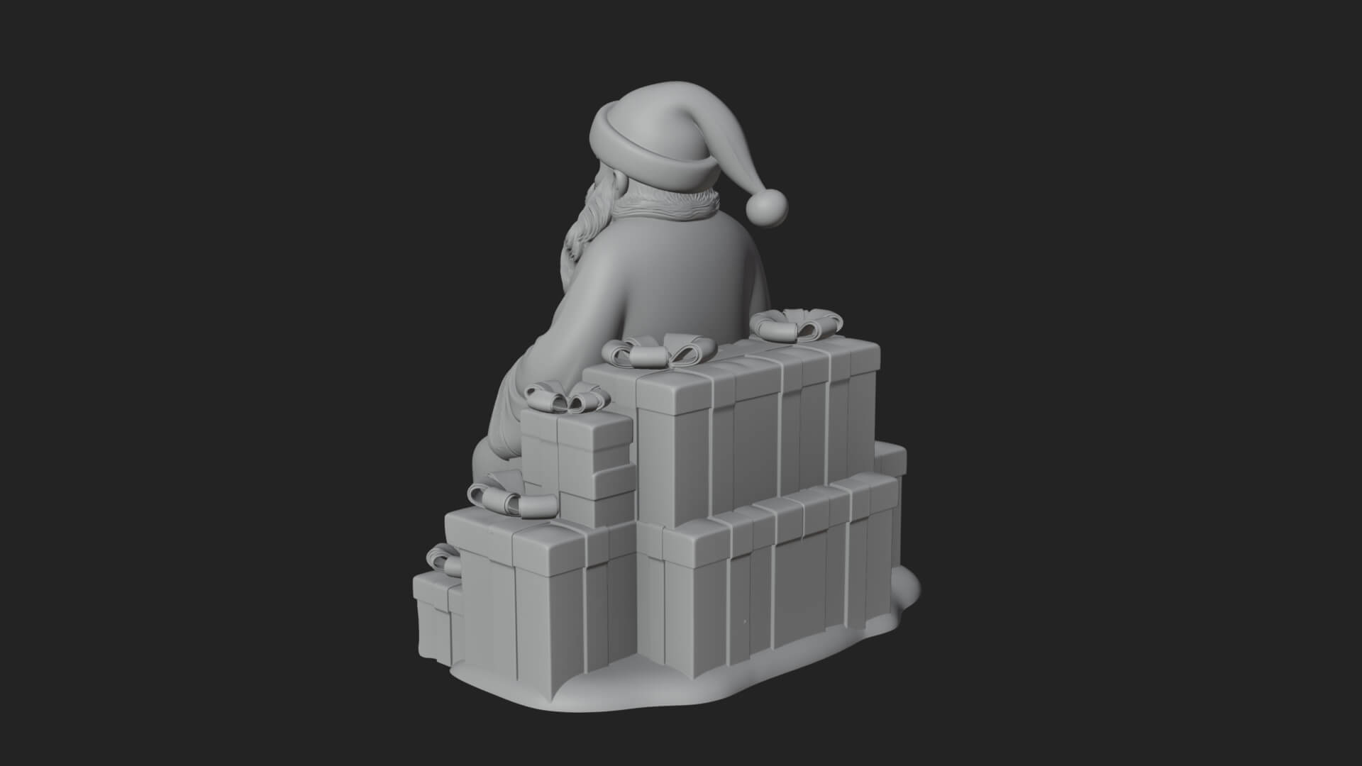 Seated Santa with Gifts Statue Design 1 3D Print Model 3D Model