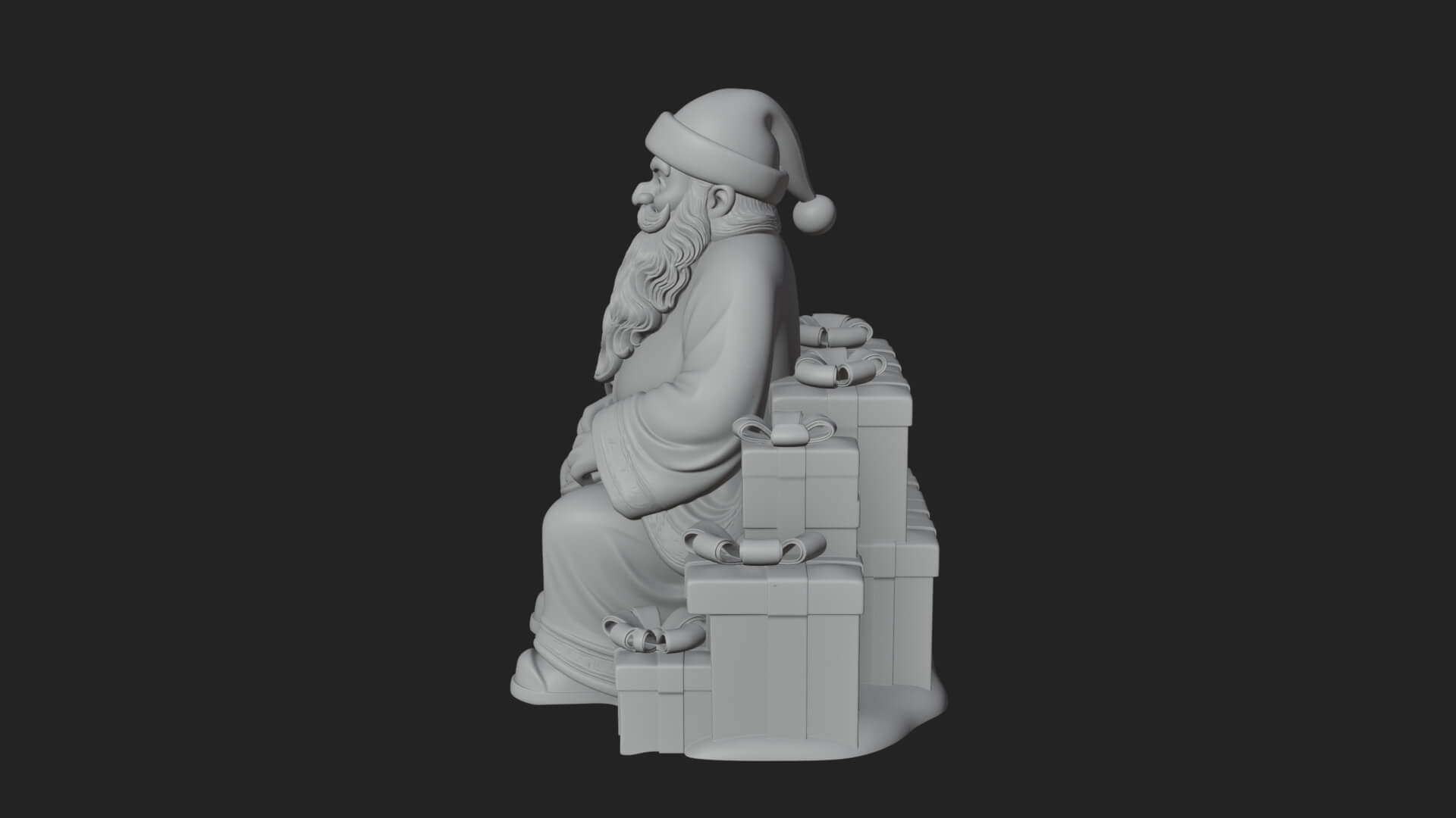 Seated Santa with Gifts Statue Design 1 3D Print Model 3D Model