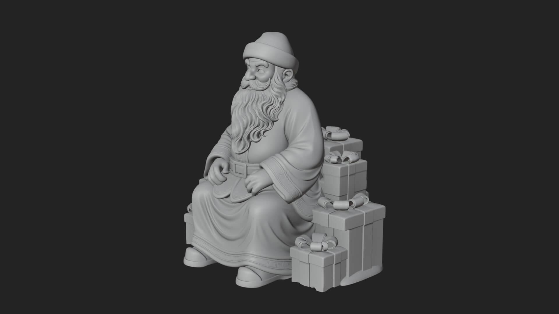 Seated Santa with Gifts Statue Design 1 3D Print Model 3D Model