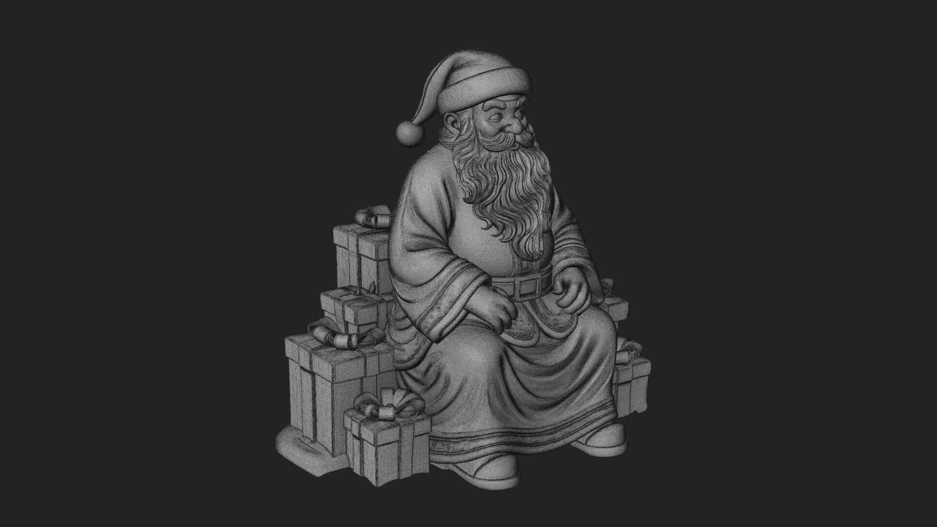 Seated Santa with Gifts Statue Design 1 3D Print Model 3D Model