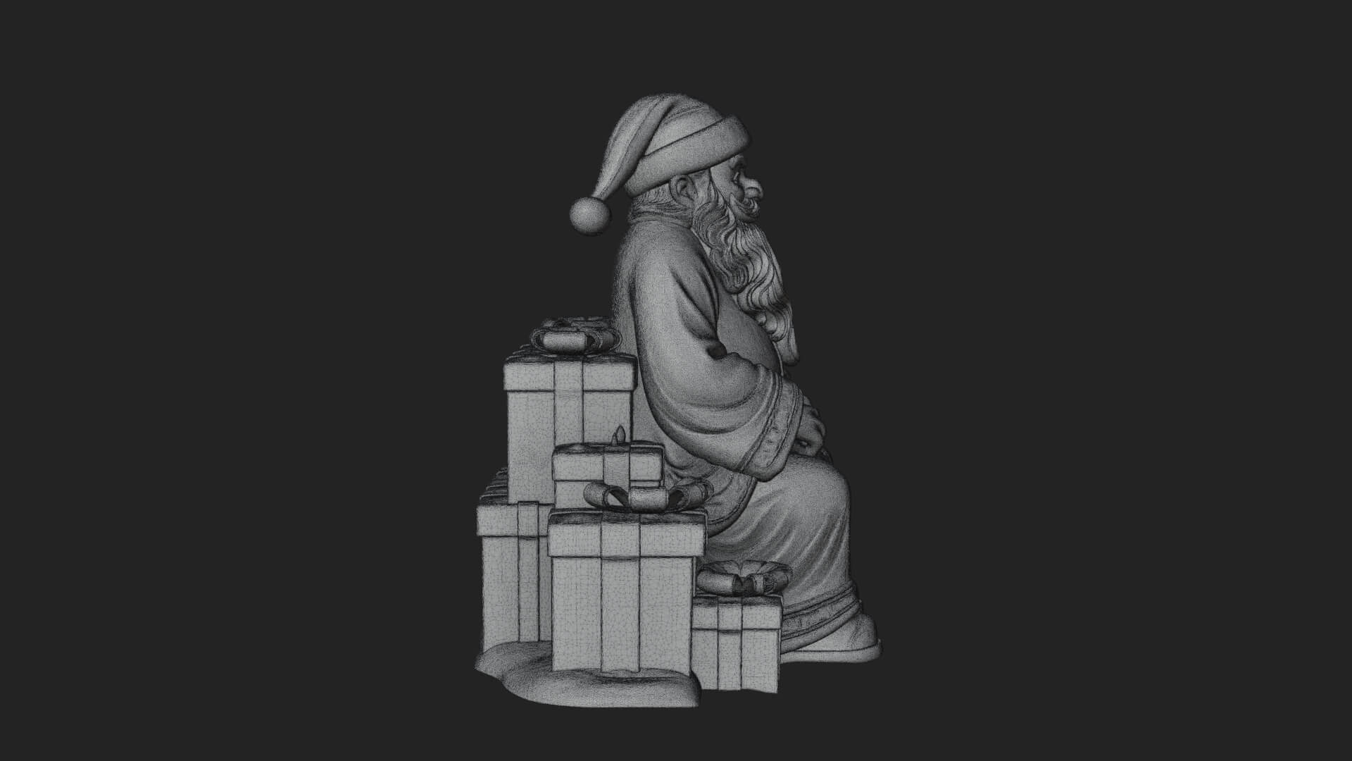 Seated Santa with Gifts Statue Design 1 3D Print Model 3D Model