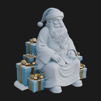 Seated Santa with Gifts Statue Design 1 3D Print Model