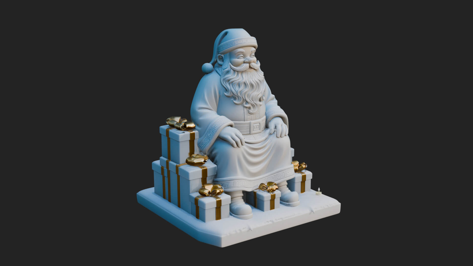 Seated Santa with Gifts Statue Design 2 3D Print Model 3D Model