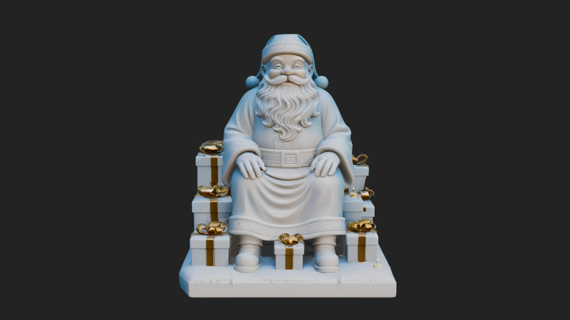 Seated Santa with Gifts Statue Design 2 3D Print Model 3D Model