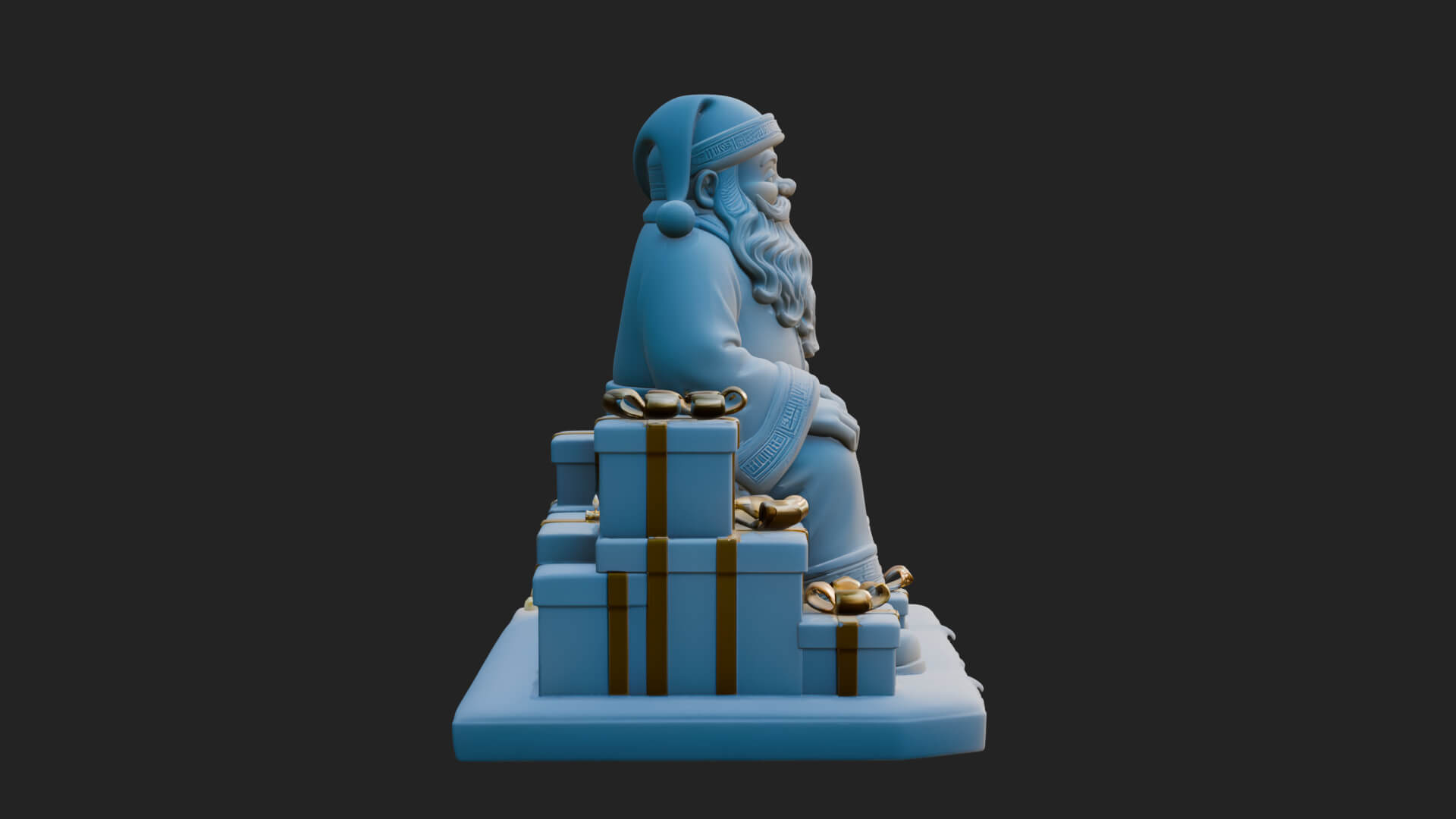Seated Santa with Gifts Statue Design 2 3D Print Model 3D Model