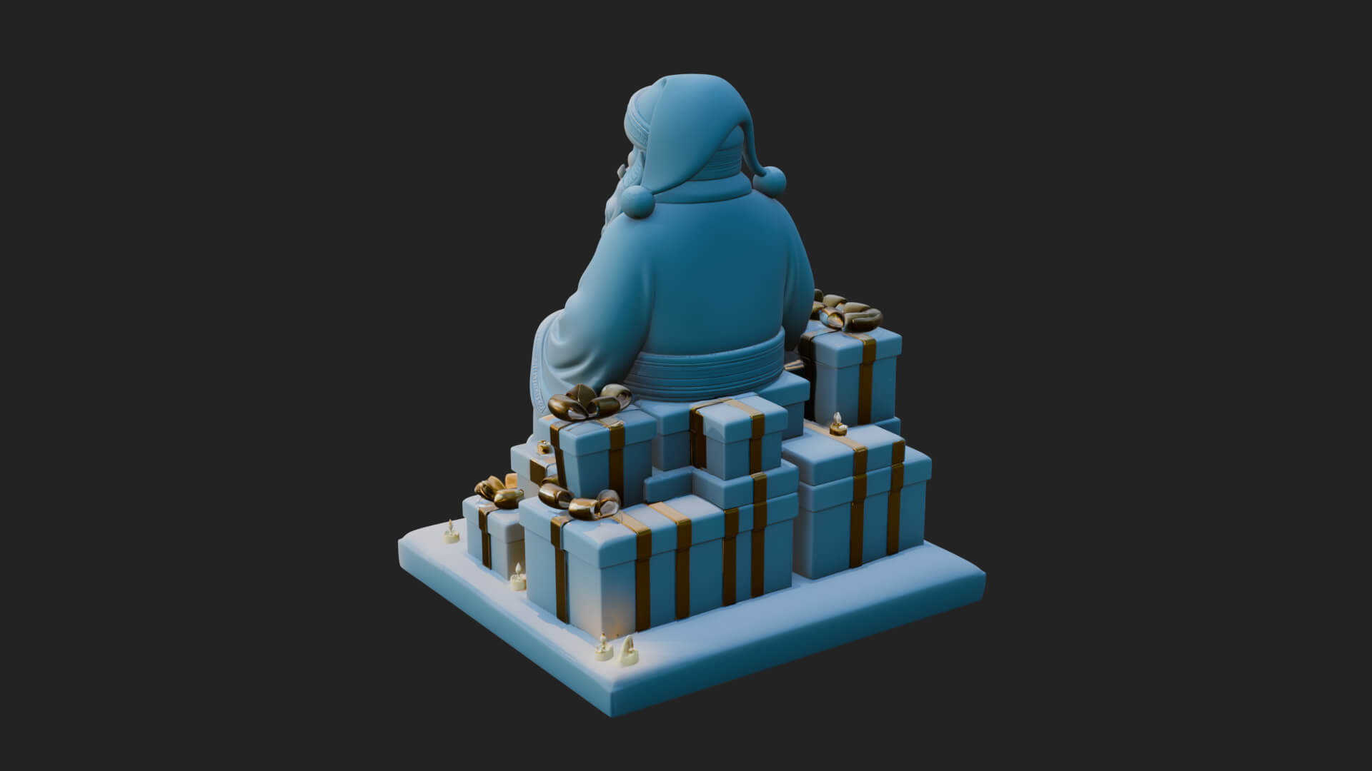 Seated Santa with Gifts Statue Design 2 3D Print Model 3D Model