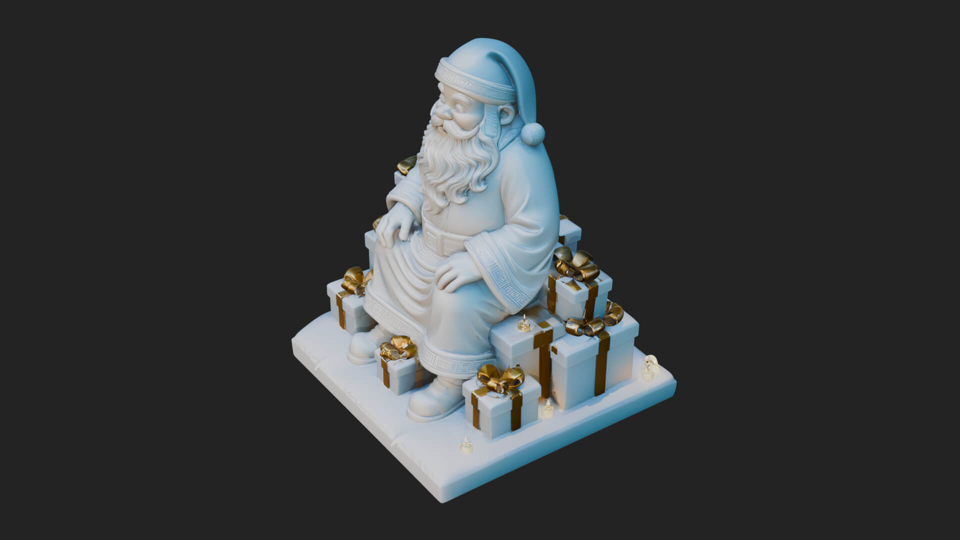 Seated Santa with Gifts Statue Design 2 3D Print Model 3D Model