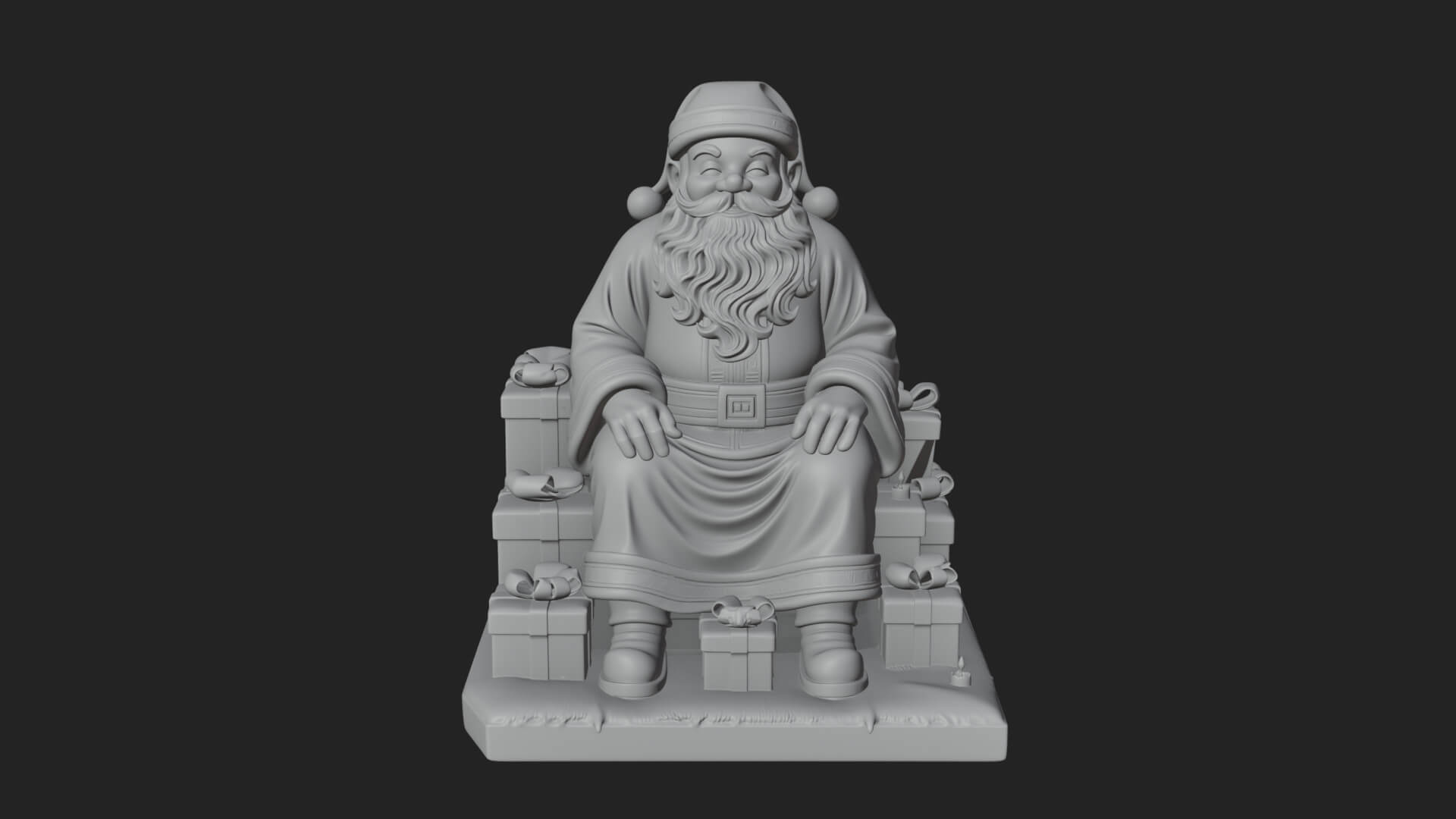 Seated Santa with Gifts Statue Design 2 3D Print Model 3D Model